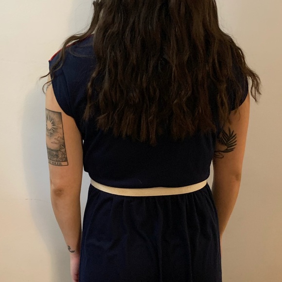 💚2/$12 or 3/$15💚 Vintage boat neck navy blue midi dress - Picture 2 of 7